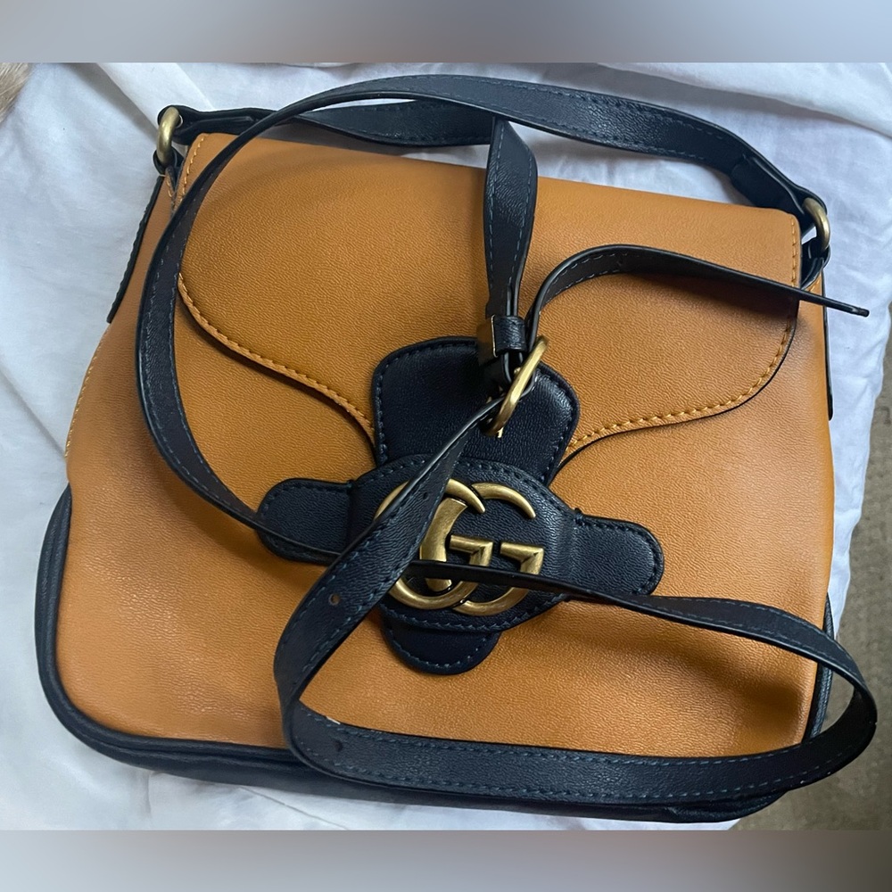 Gucci Small Messenger with Double GG Bag Dark Navy and Yellow Leather - Picture 2 of 7